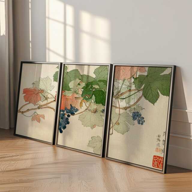 Grapevine Poster Set Of 3 Japanese Botanical Style Wall Art - image 1