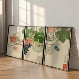 Grapevine Poster Set Of 3 Japanese Botanical Style Wall Art - thumbnail 1