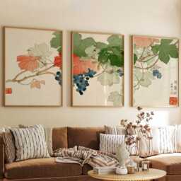 Grapevine Poster Set Of 3 Japanese Botanical Style Wall Art - thumbnail 3