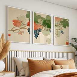 Grapevine Poster Set Of 3 Japanese Botanical Style Wall Art - thumbnail 2