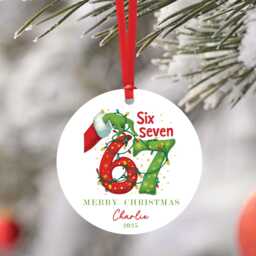Six Seven Christmas Tree Bauble Decoration - 67 6 7 Kids, Tweens & Teens Stocking Filler 2025 Gen Z Teen Slang - thumbnail 1