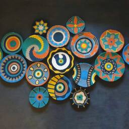 Wicker Wall Plate Set Boho Woven Basket Decor, African Inspired - thumbnail 3