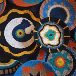 Wicker Wall Plate Set Boho Woven Basket Decor, African Inspired - thumbnail 4