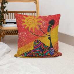 African Woman Cushion Cover Bold Afro Art, Boho Decor - thumbnail 2