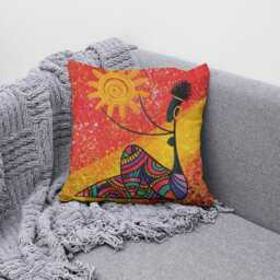 African Woman Cushion Cover Bold Afro Art, Boho Decor - thumbnail 3