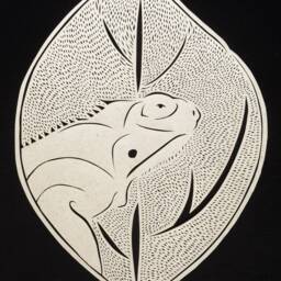 Lizard Cut Paper - Handmade Wall Decor Tribal - thumbnail 3