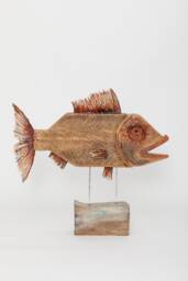 Hand-Carved Wooden Fish Sculpture - Reclaimed Wood Coastal Statement Art- Free Shipping Customs Included