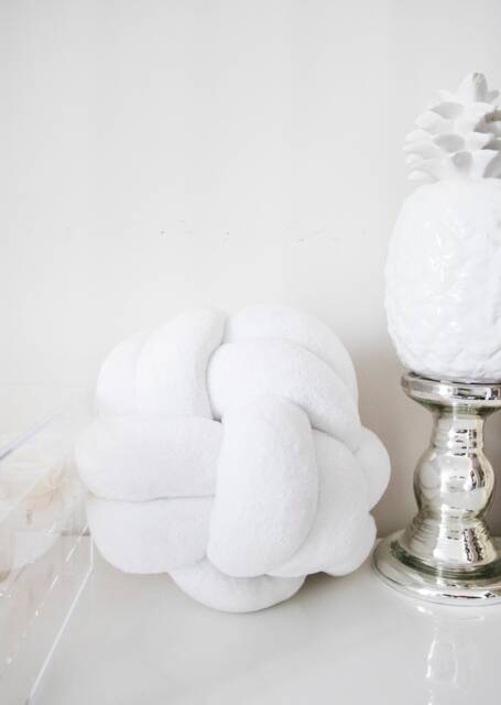 White Velvet Knot Pillow Scandinavian Home Decor - image 1