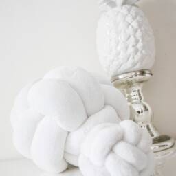 White Velvet Knot Pillow Scandinavian Home Decor - thumbnail 4