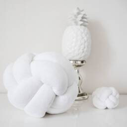 White Velvet Knot Pillow Scandinavian Home Decor - thumbnail 2