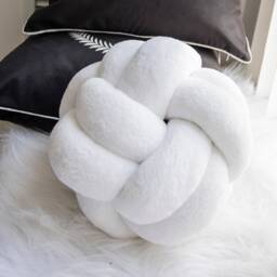 White Velvet Knot Pillow Scandinavian Home Decor - thumbnail 3