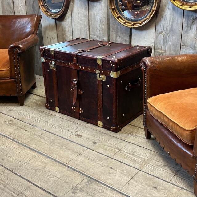 English Leather Trunk Set - image 1