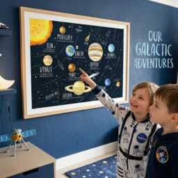 Solar System For Kids Horizontal, Planet Poster, Watercolour Space Boys Room Print, Decor - thumbnail 2