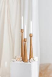Set Of 3 Handturned Minimalist Wood Candlestick, Candle Holder, Scandinavian Decorations, Modern Slow Design, Hygge Simple, Hostess Gift - thumbnail 1