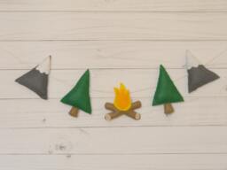Camping Decor Garland Party Decorations Mountains Pine Trees Firewood Garland Nursery Wall Decor Adventure Awaits - thumbnail 1