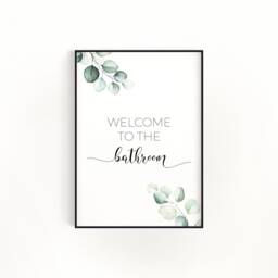 Bathroom Prints - Minimalist Print Sign Eucalyptus Wall Art Decor Botanical Welcome - thumbnail 2