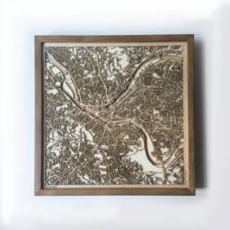 Pittsburgh Wooden Map - Walnut Framed, Laser Cut City Streets - thumbnail 1
