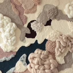 Permafrost - Large Yarn Wall Art Navy, Cream Organic Textile - thumbnail 3