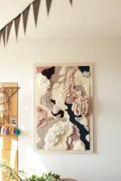 Permafrost - Large Yarn Wall Art Navy, Cream Organic Textile - thumbnail 1