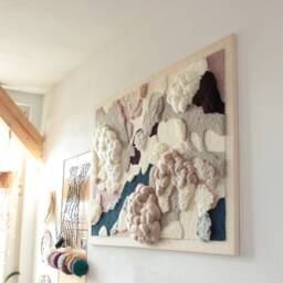 Permafrost - Large Yarn Wall Art Navy, Cream Organic Textile - thumbnail 4