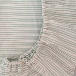 Baby Blue Ticking Stripe Crib Sheet Or Changing Pad Cover - thumbnail 2