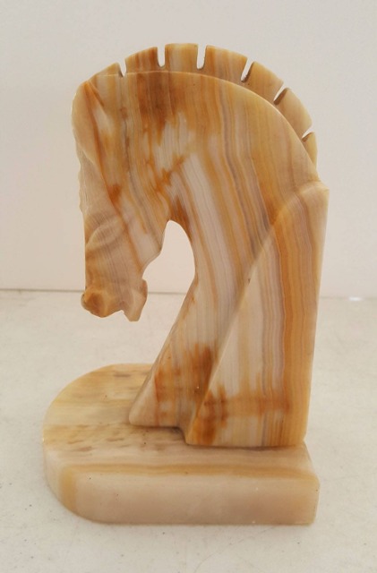Yellow Jasper Horse Statue Stone Animal Carving - image 1