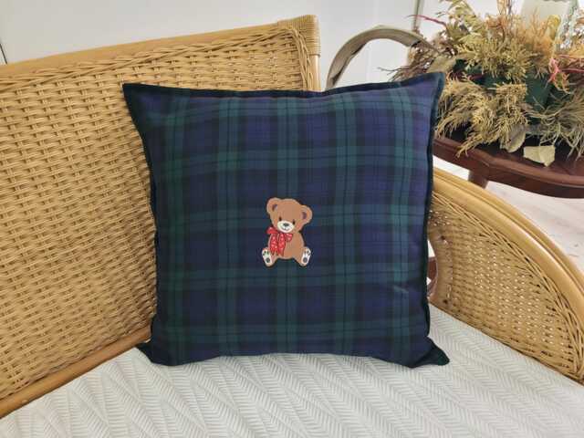 Blackwatch Vintage Teddy Plaid Pillow Cover, Farmhouse Tartan Sham, Green & Navy - image 1