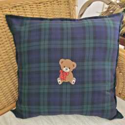 Blackwatch Vintage Teddy Plaid Pillow Cover, Farmhouse Tartan Sham, Green & Navy - thumbnail 2