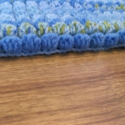 Crochet Rug For Kids Room, Blue Rectangle Handmade Washable - thumbnail 4