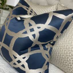 Luxury Cushion Cover, Navy Pillow Throw Pillow, Geometric Case, Designer Clarke & Fabric, Fascino Worldwide Shipping - thumbnail 4