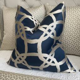 Luxury Cushion Cover, Navy Pillow Throw Pillow, Geometric Case, Designer Clarke & Fabric, Fascino Worldwide Shipping - thumbnail 2