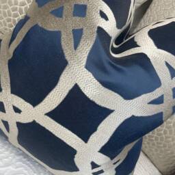 Luxury Cushion Cover, Navy Pillow Throw Pillow, Geometric Case, Designer Clarke & Fabric, Fascino Worldwide Shipping - thumbnail 3