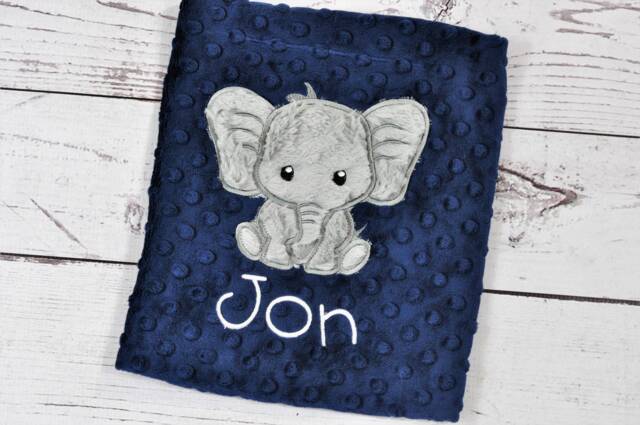 Elephant Personalized Baby Blanket-Elephant Minky Newborn Girl Boy-Elephant Nursery-Personalized Elephant Blanket - image 1