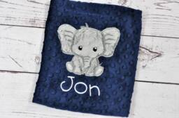 Elephant Personalized Baby Blanket-Elephant Minky Newborn Girl Boy-Elephant Nursery-Personalized Elephant Blanket - thumbnail 1