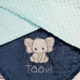 Elephant Personalized Baby Blanket-Elephant Minky Newborn Girl Boy-Elephant Nursery-Personalized Elephant Blanket - thumbnail 2