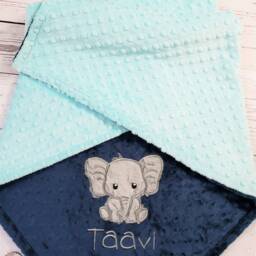 Elephant Personalized Baby Blanket-Elephant Minky Newborn Girl Boy-Elephant Nursery-Personalized Elephant Blanket - thumbnail 3