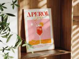 Retro Aperol Spritz Cocktail Wall Art, Classic Print, Stylish Bar & Kitchen Decor - thumbnail 1