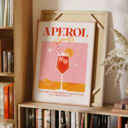 Retro Aperol Spritz Cocktail Wall Art, Classic Print, Stylish Bar & Kitchen Decor - thumbnail 2