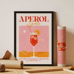 Retro Aperol Spritz Cocktail Wall Art, Classic Print, Stylish Bar & Kitchen Decor - thumbnail 3