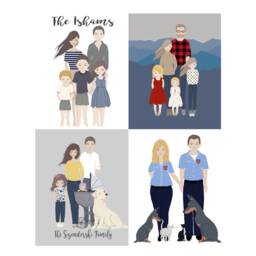 Custom Digital Family Portrait Drawing, Illustration, Watercolor Gift - thumbnail 2