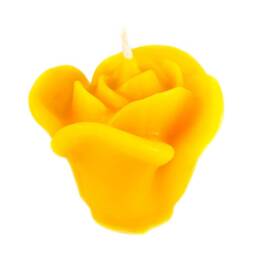 Beeswax Candle Rose Handmade Golden Yellow 100% Natural Candles -Height 5 cm -Diameter 6.5 -Burning Time Approx. 6H Per Natural - thumbnail 1