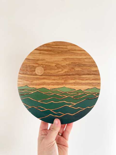 Mountains + Sun On Ash No. 3 - Wood Wall Art Nature Inspired New Home Decor - image 1