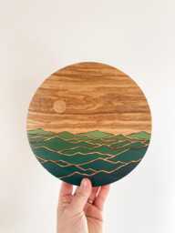 Mountains + Sun On Ash No. 3 - Wood Wall Art Nature Inspired New Home Decor - thumbnail 1