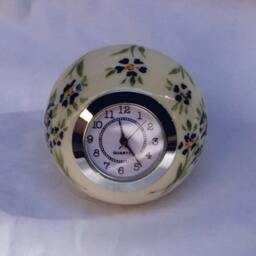 Handmade Ceramic Ball Clock Retro Floral Desk Decor - thumbnail 2
