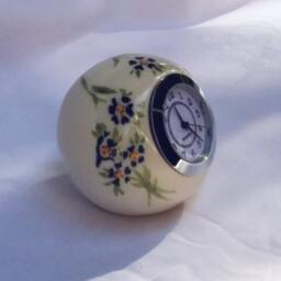 Handmade Ceramic Ball Clock Retro Floral Desk Decor - thumbnail 3