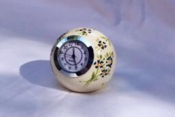 Handmade Ceramic Ball Clock Retro Floral Desk Decor - thumbnail 1