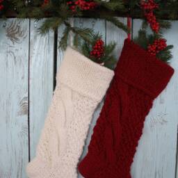Hand Knit Personalized Christmas Stocking Wool, Acrylic, Alpaca - thumbnail 3