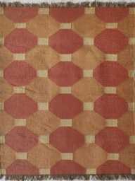 Handwoven Wool Jute Kilim Rug - Terracotta & Beige Geometric Flatweave Reversible Natural - thumbnail 1