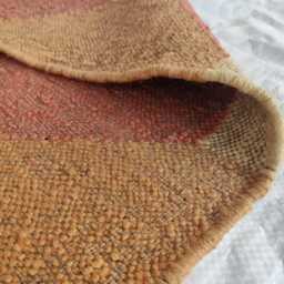 Handwoven Wool Jute Kilim Rug - Terracotta & Beige Geometric Flatweave Reversible Natural - thumbnail 3