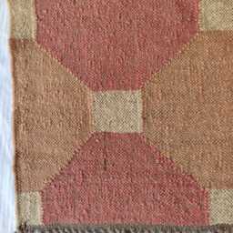 Handwoven Wool Jute Kilim Rug - Terracotta & Beige Geometric Flatweave Reversible Natural - thumbnail 2